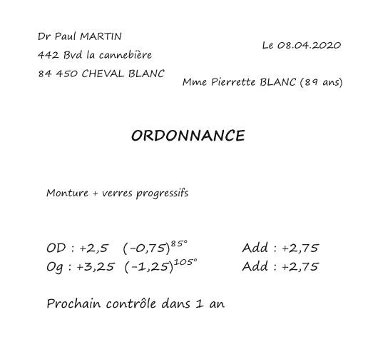 ordonnance opticien